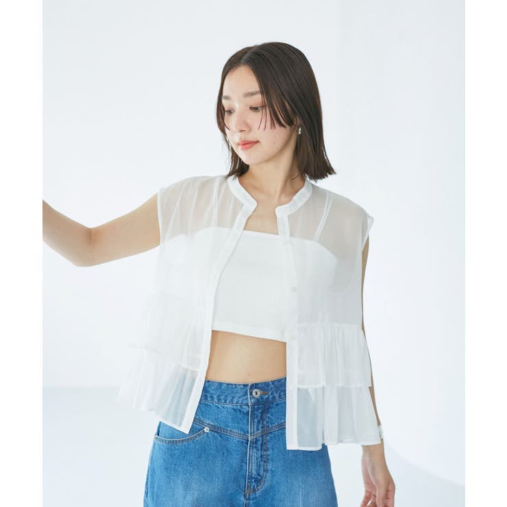 【洗える】シアーフリルブラウス | VIS  | 詳細画像7 