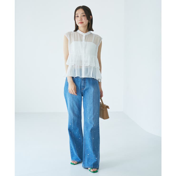 【洗える】シアーフリルブラウス | VIS  | 詳細画像8 