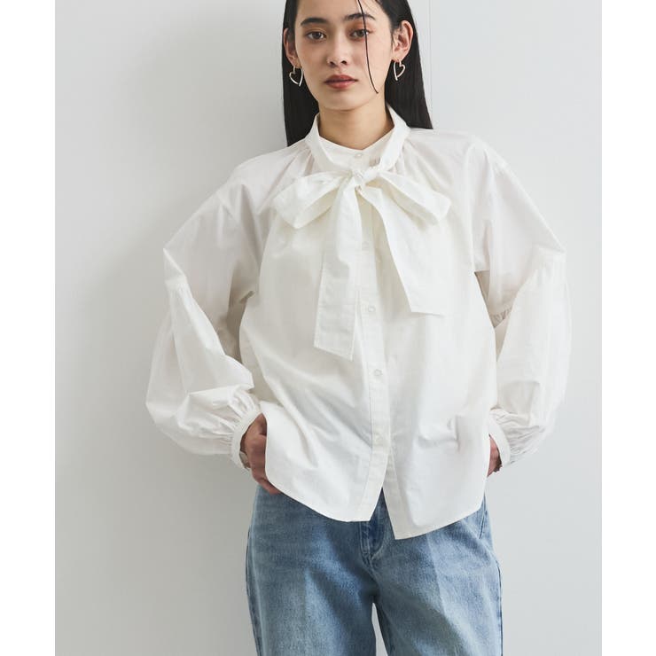 【洗える】アソートボウタイブラウス(デニム＆シャツ) | VIS  | 詳細画像1 