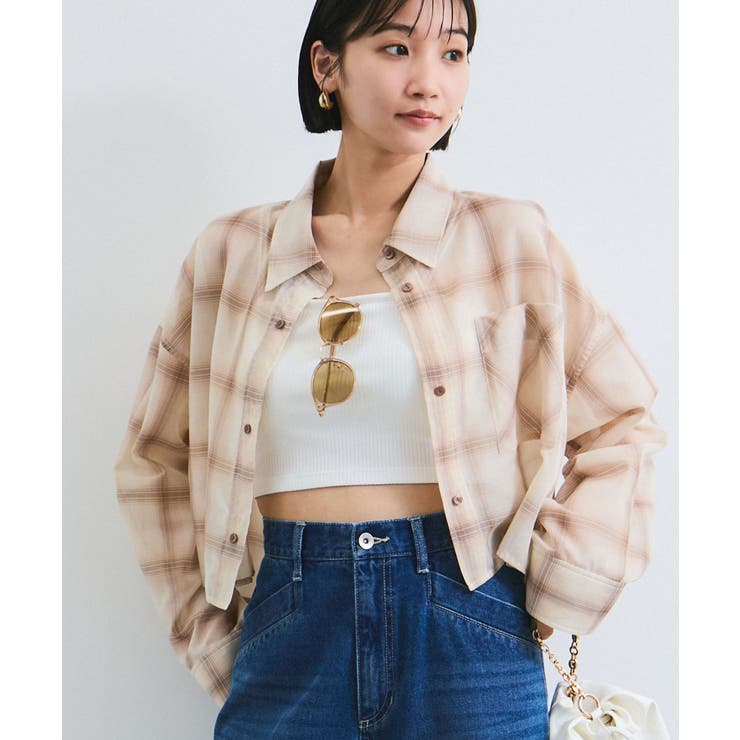 シアー＆チェックショート丈シャツ | VIS  | 詳細画像1 