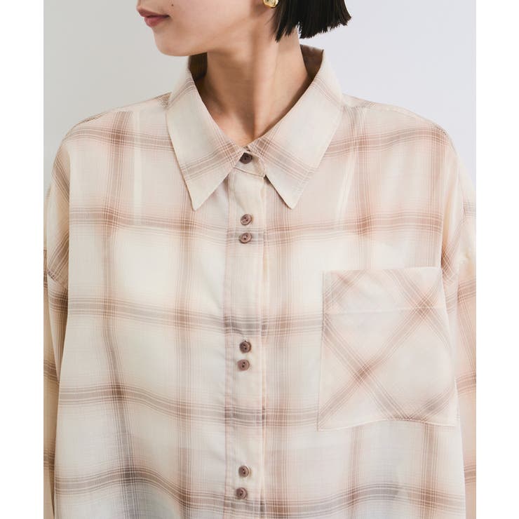 シアー＆チェックショート丈シャツ | VIS  | 詳細画像13 