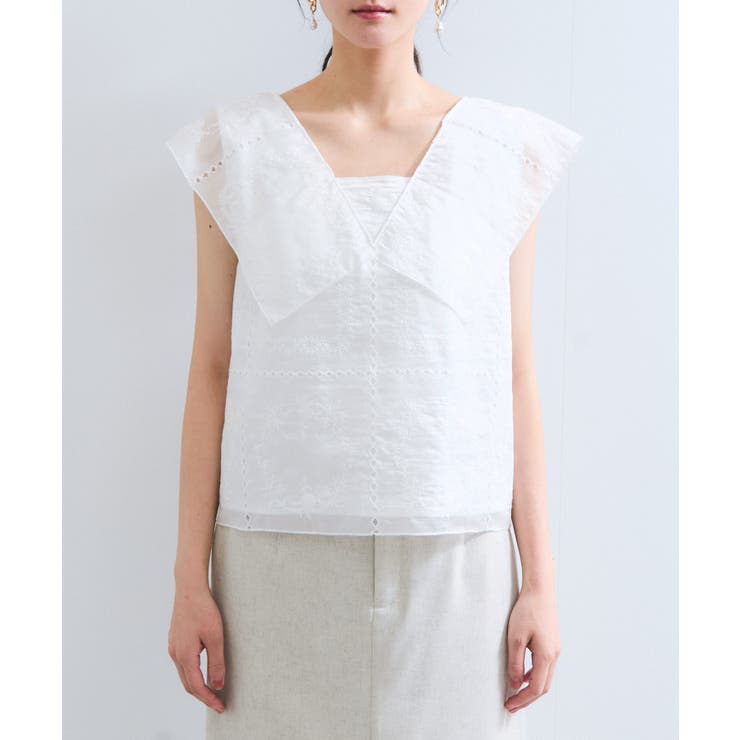 コンパクトビッグカラーブラウス | VIS  | 詳細画像15 