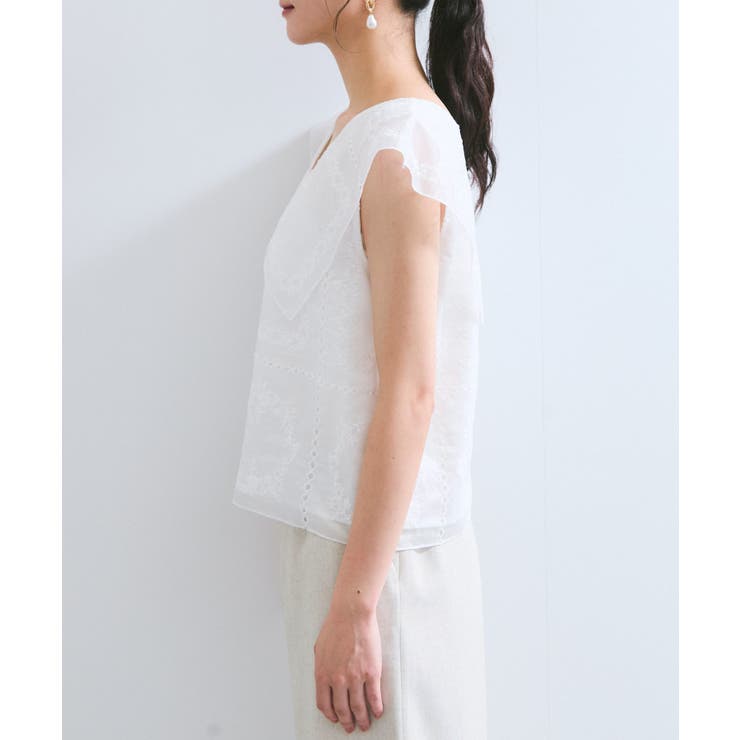 コンパクトビッグカラーブラウス | VIS  | 詳細画像16 