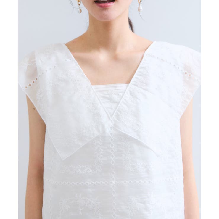 コンパクトビッグカラーブラウス | VIS  | 詳細画像18 