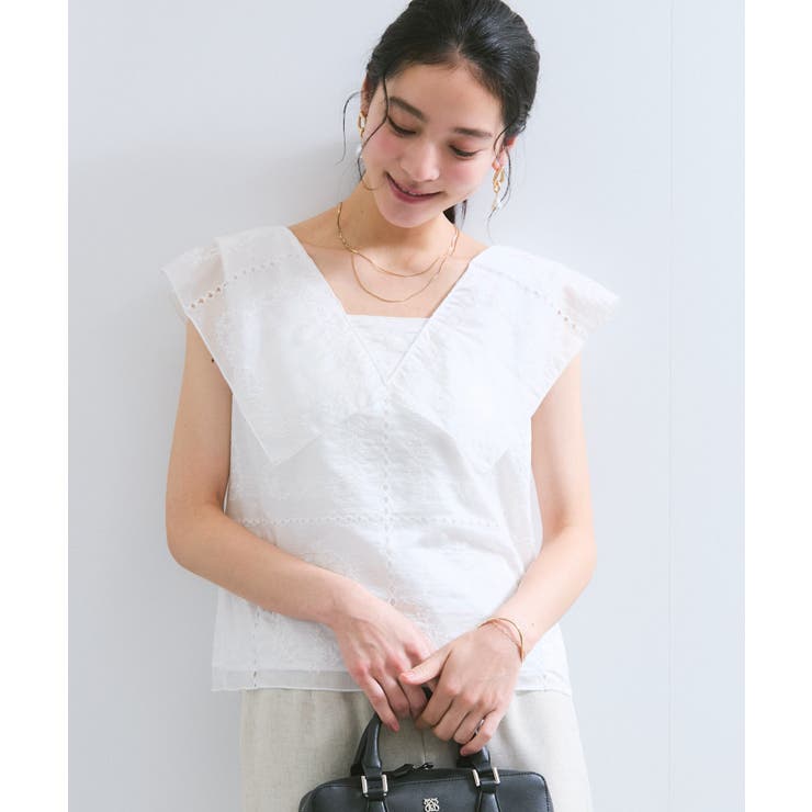 コンパクトビッグカラーブラウス | VIS  | 詳細画像9 