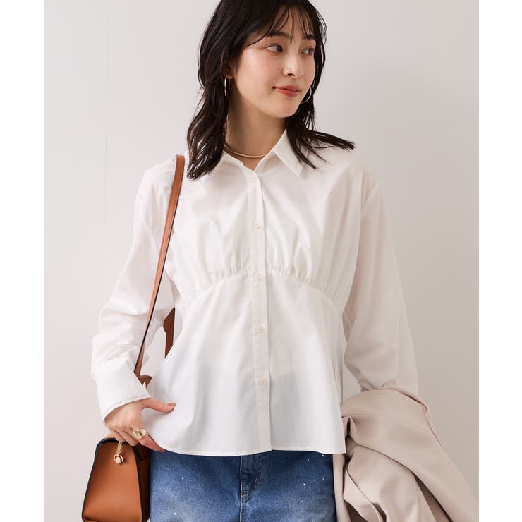 無地＆ストライプダブルカラーウエスト切り替えシャツ | VIS  | 詳細画像10 