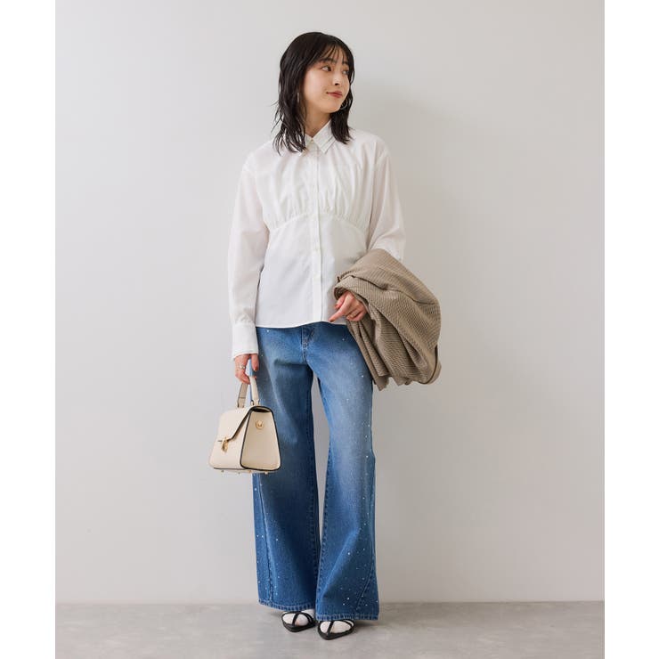 無地＆ストライプダブルカラーウエスト切り替えシャツ | VIS  | 詳細画像12 