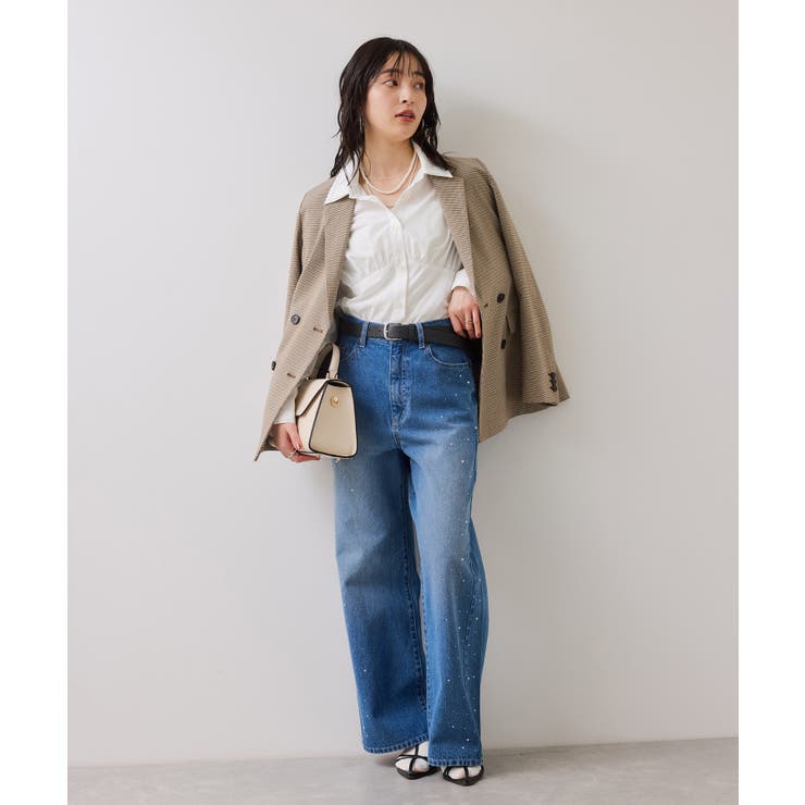 無地＆ストライプダブルカラーウエスト切り替えシャツ | VIS  | 詳細画像17 