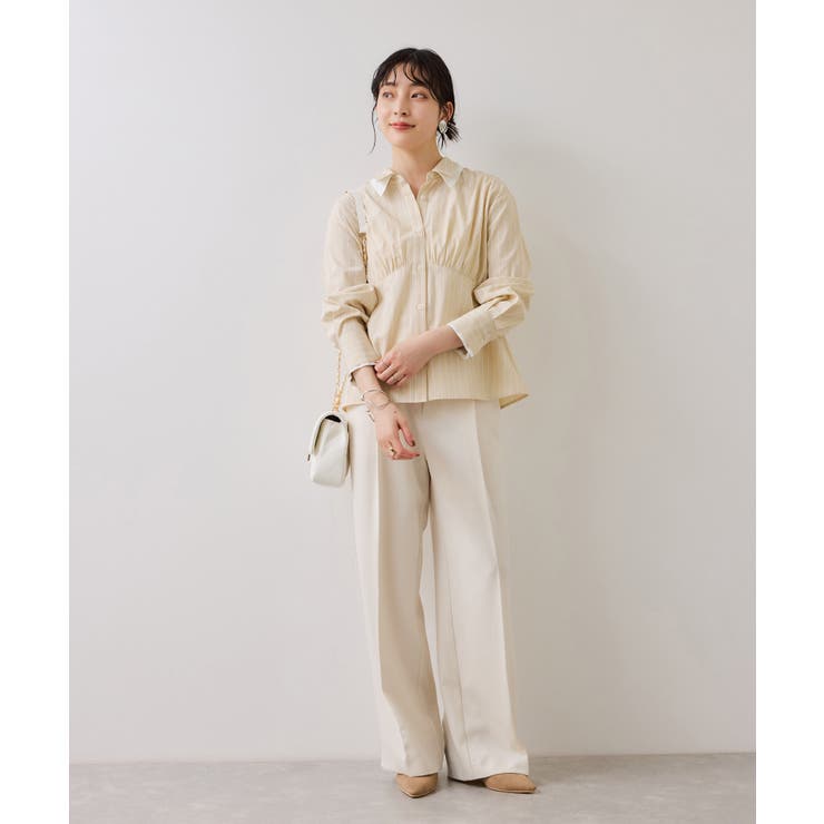 無地＆ストライプダブルカラーウエスト切り替えシャツ | VIS  | 詳細画像2 