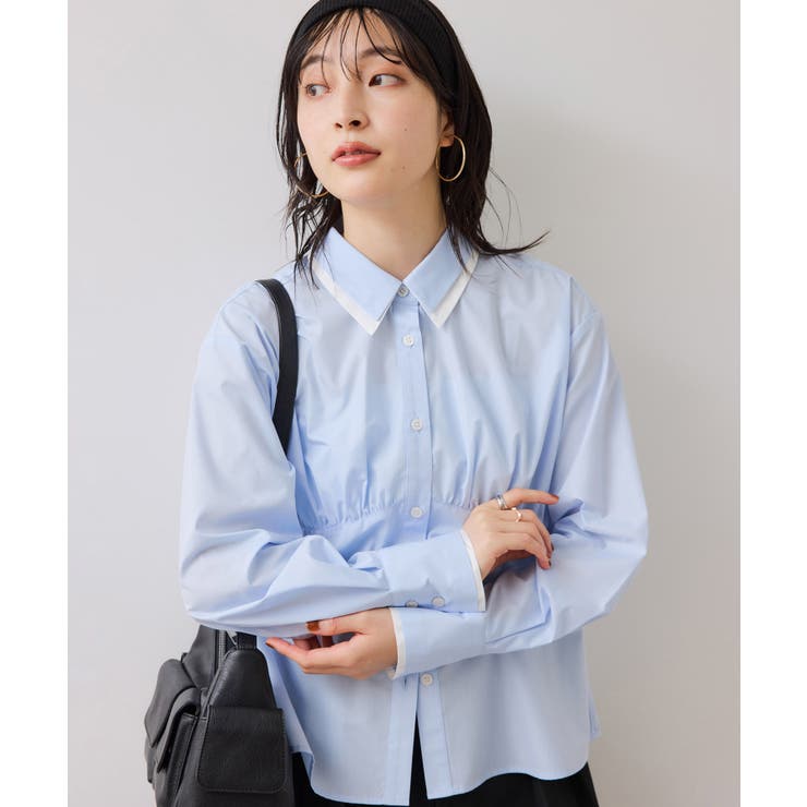 無地＆ストライプダブルカラーウエスト切り替えシャツ | VIS  | 詳細画像25 