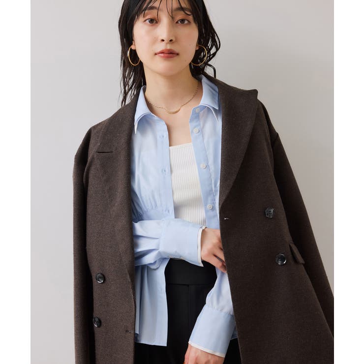 無地＆ストライプダブルカラーウエスト切り替えシャツ | VIS  | 詳細画像26 