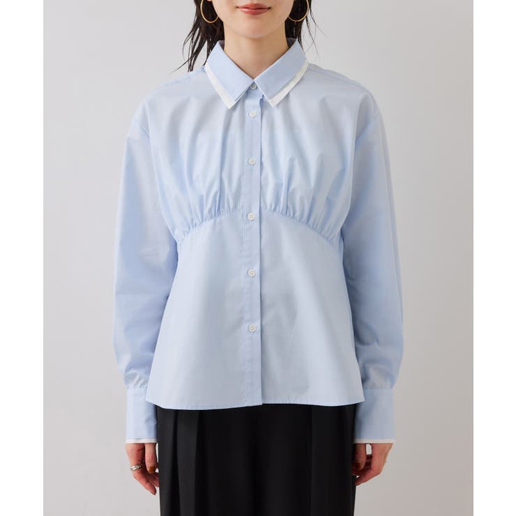 無地＆ストライプダブルカラーウエスト切り替えシャツ | VIS  | 詳細画像27 