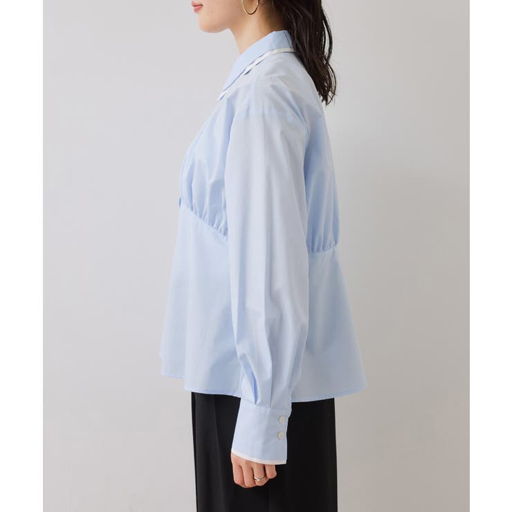 無地＆ストライプダブルカラーウエスト切り替えシャツ | VIS  | 詳細画像28 