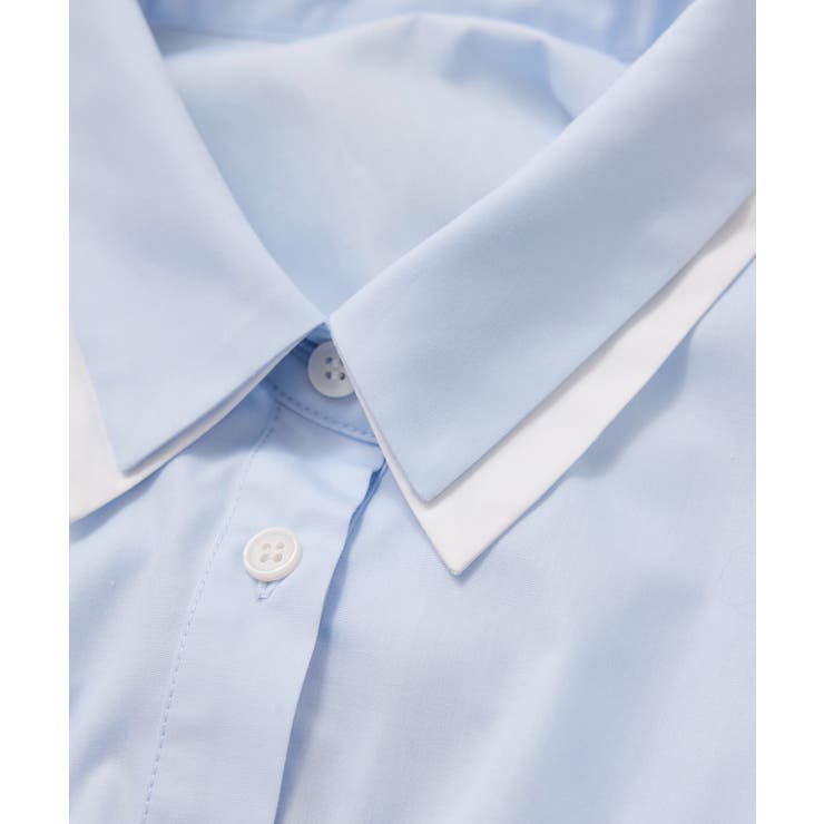 無地＆ストライプダブルカラーウエスト切り替えシャツ | VIS  | 詳細画像34 