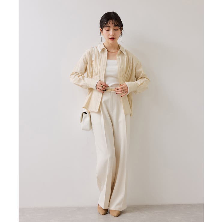 無地＆ストライプダブルカラーウエスト切り替えシャツ | VIS  | 詳細画像6 