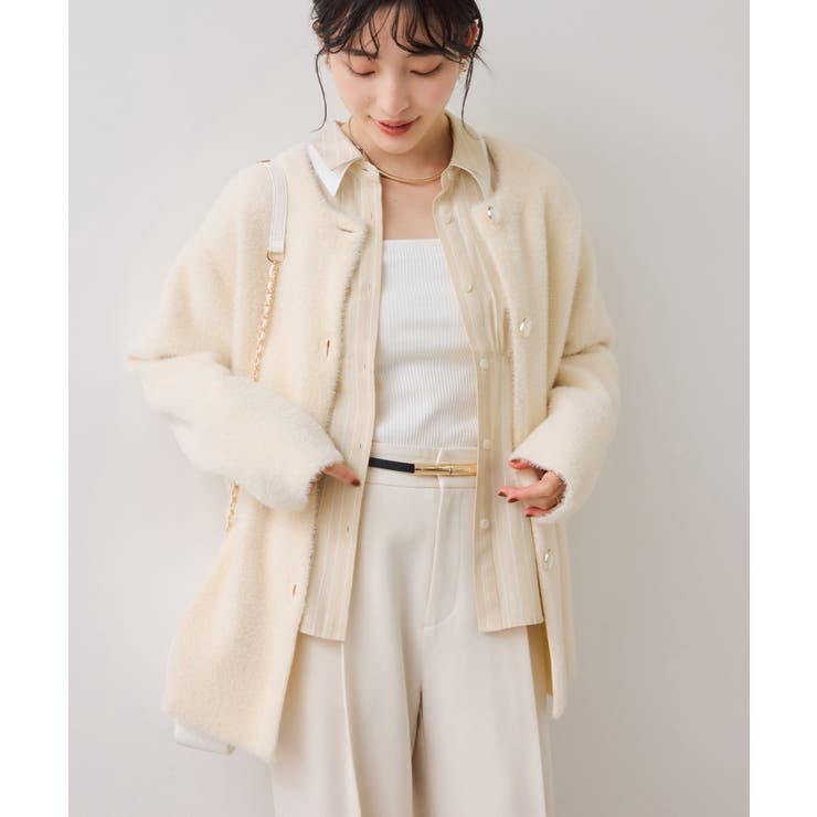 無地＆ストライプダブルカラーウエスト切り替えシャツ | VIS  | 詳細画像9 