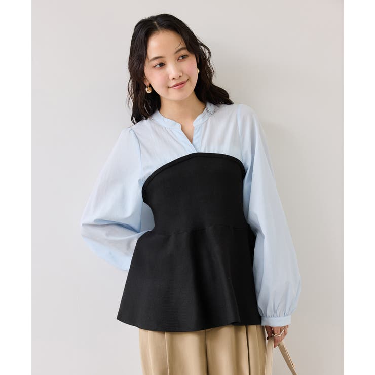 ペプラムニットドッキングブラウス | VIS  | 詳細画像12 