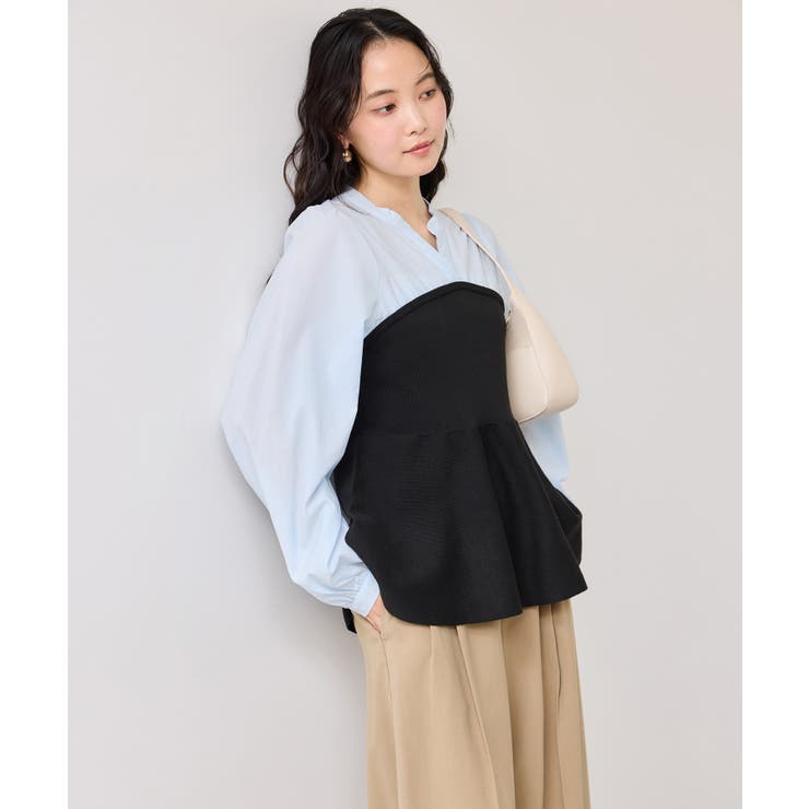 ペプラムニットドッキングブラウス | VIS  | 詳細画像14 