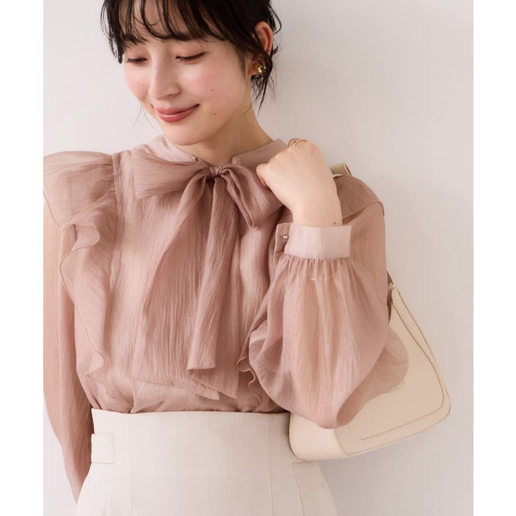 シャイニーボウタイ長袖ブラウス/イージーケア・2WAY | VIS  | 詳細画像1 