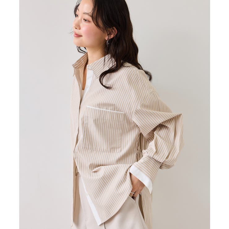 ベージュ(27) | ウエストリボンシャツ/イージーケア・WEB限定カラー | VIS 