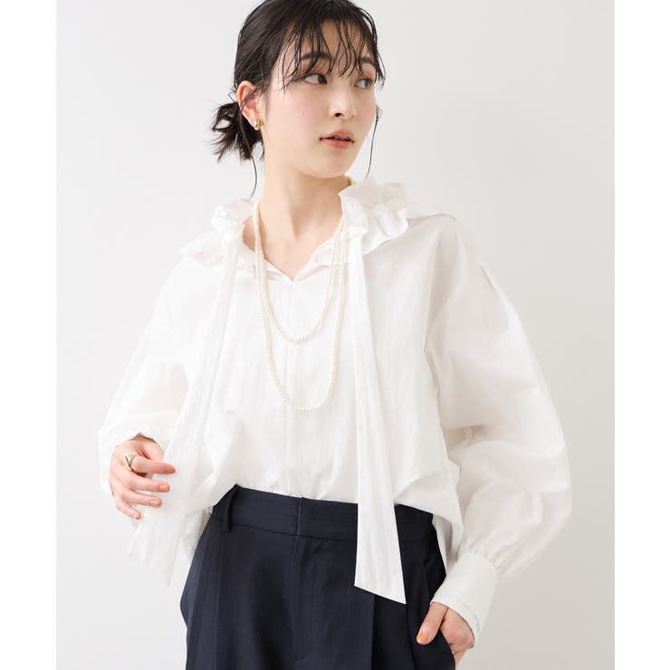 フリルネックブラウス | VIS  | 詳細画像1 
