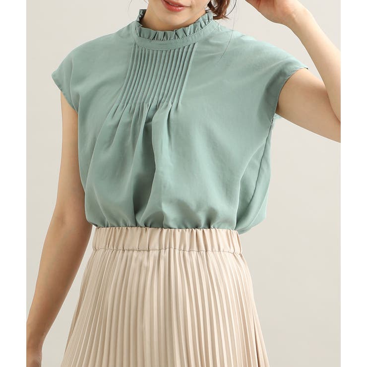 グリーン(30) | ピンタックフレンチスリーブブラウス | VIS 