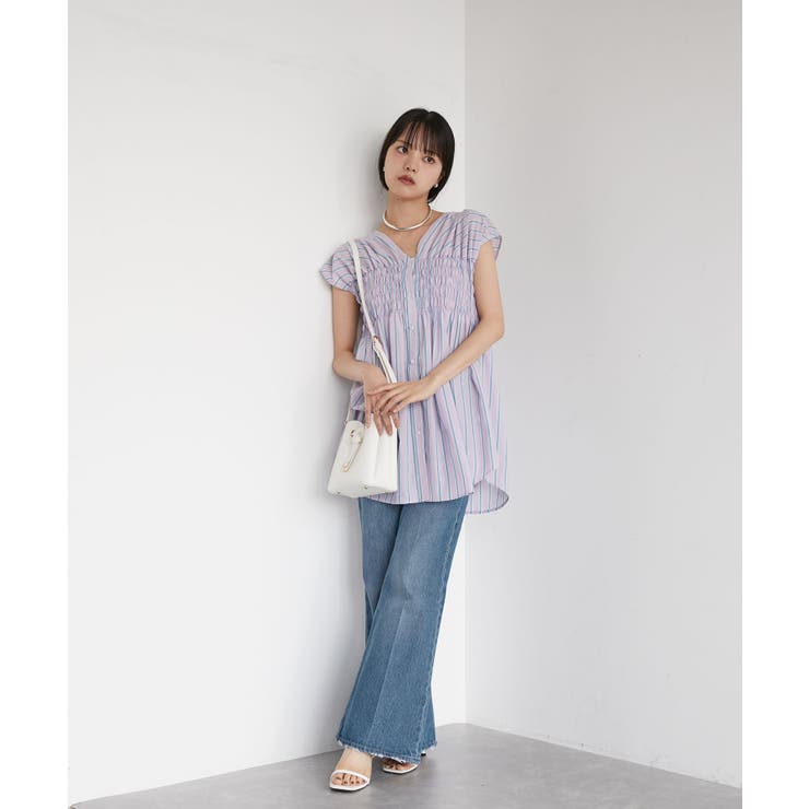 【洗える】ゆるVネックシャーリングシャツブラウス | VIS  | 詳細画像2 