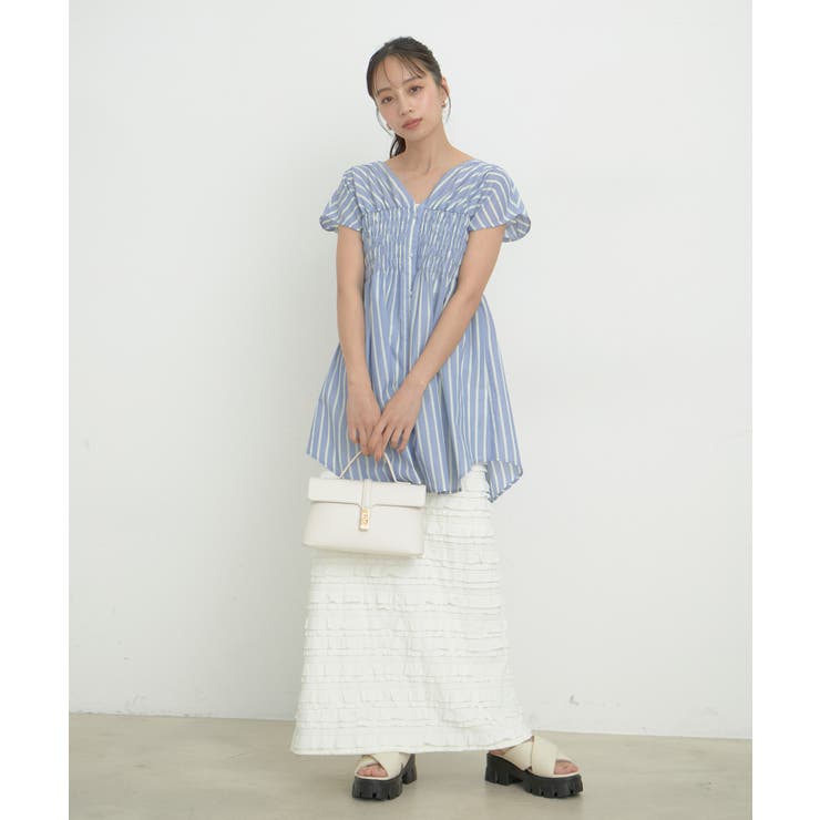 【洗える】ゆるVネックシャーリングシャツブラウス | VIS  | 詳細画像24 