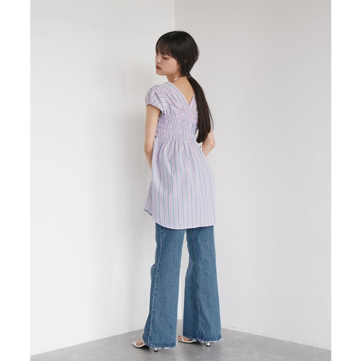 【洗える】ゆるVネックシャーリングシャツブラウス | VIS  | 詳細画像3 