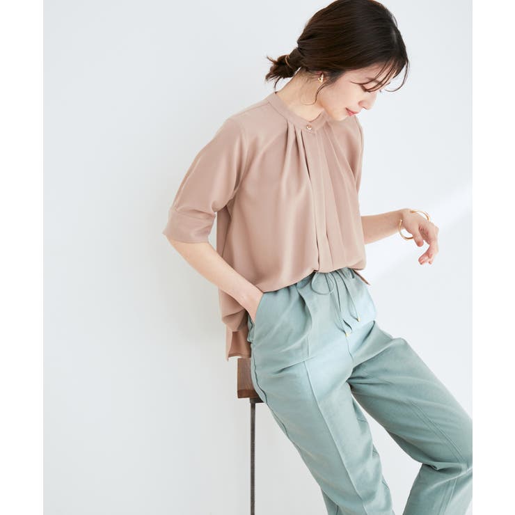 【防シワ】【2WAY】フロントタック5分袖ブラウス | VIS  | 詳細画像17 