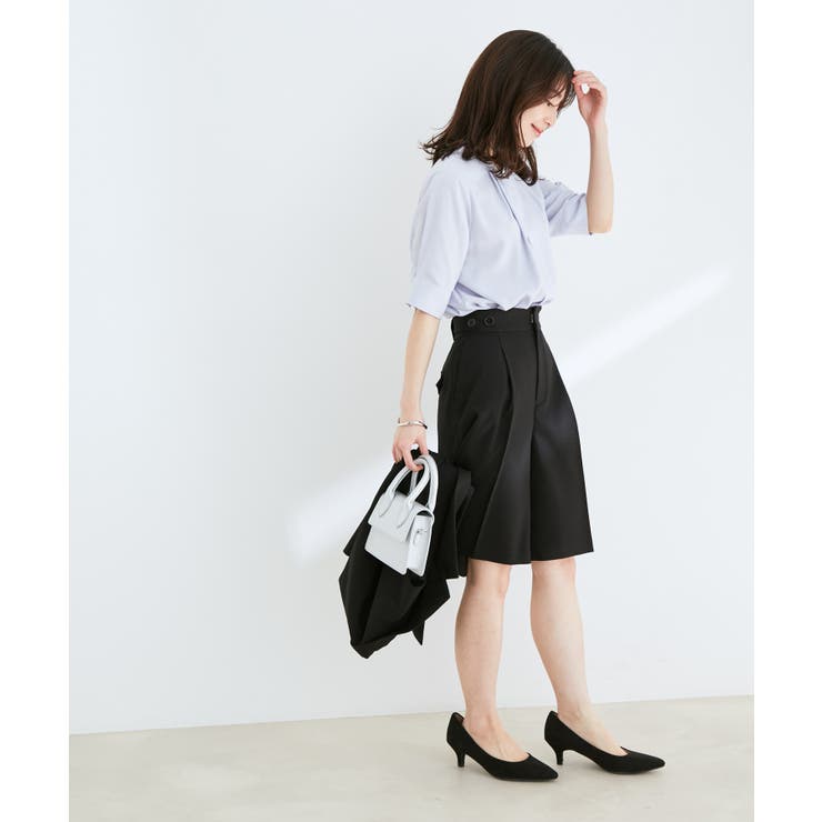 【防シワ】【2WAY】フロントタック5分袖ブラウス | VIS  | 詳細画像3 