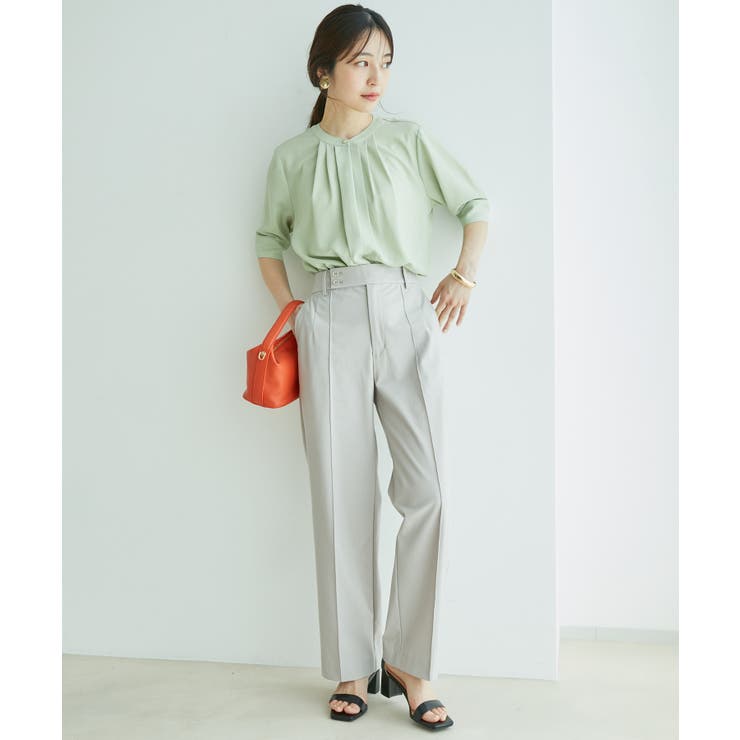 【防シワ】【2WAY】フロントタック5分袖ブラウス | VIS  | 詳細画像36 