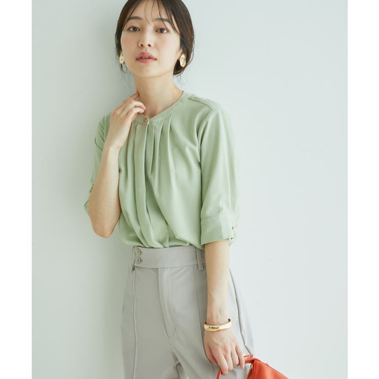 【防シワ】【2WAY】フロントタック5分袖ブラウス | VIS  | 詳細画像37 