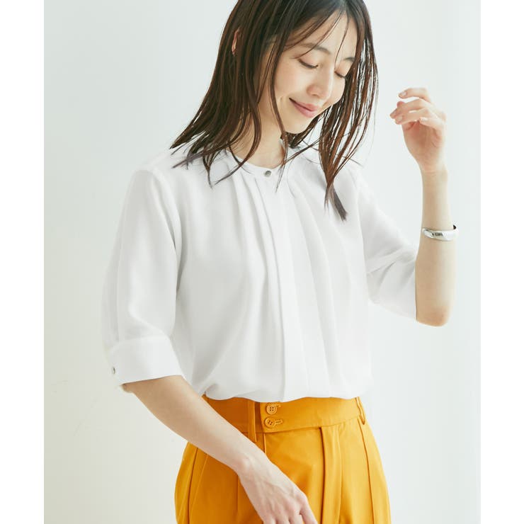 【防シワ】【2WAY】フロントタック5分袖ブラウス | VIS  | 詳細画像39 