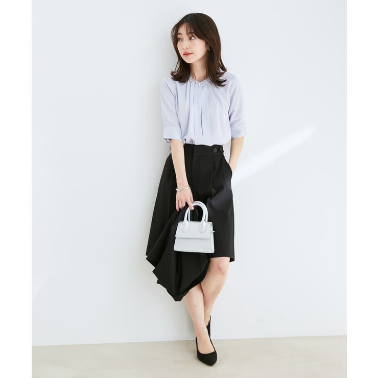 【防シワ】【2WAY】フロントタック5分袖ブラウス | VIS  | 詳細画像4 