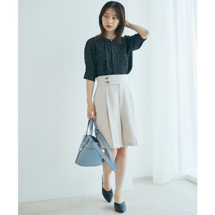 【防シワ】【2WAY】フロントタック5分袖ブラウス | VIS  | 詳細画像42 