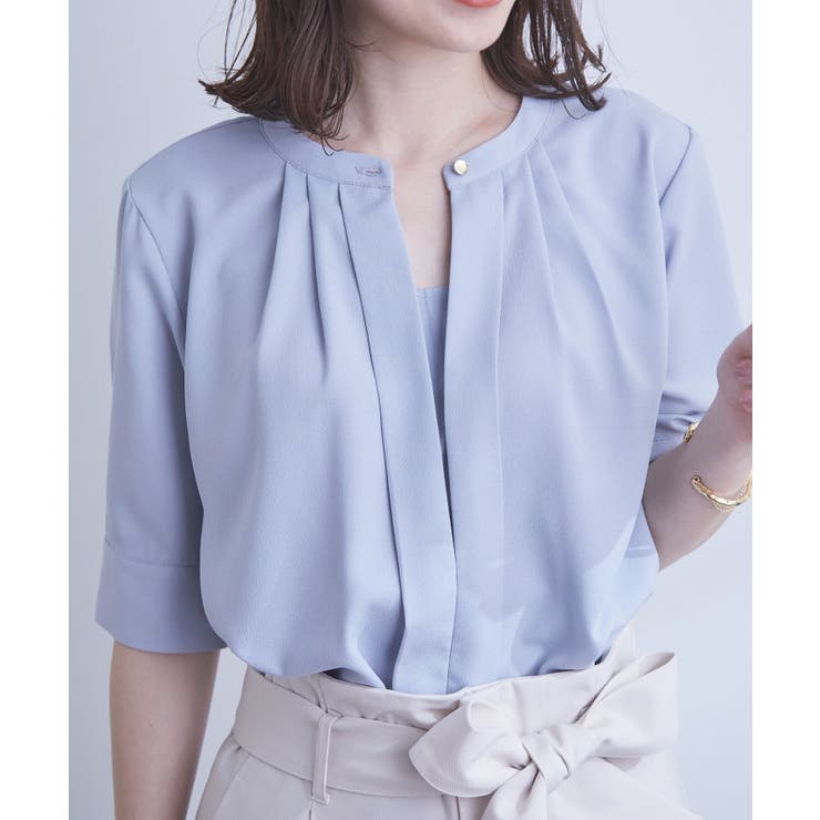 【防シワ】【2WAY】フロントタック5分袖ブラウス | VIS  | 詳細画像47 