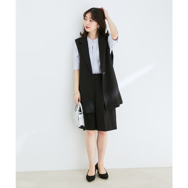 【防シワ】【2WAY】フロントタック5分袖ブラウス | VIS  | 詳細画像5 