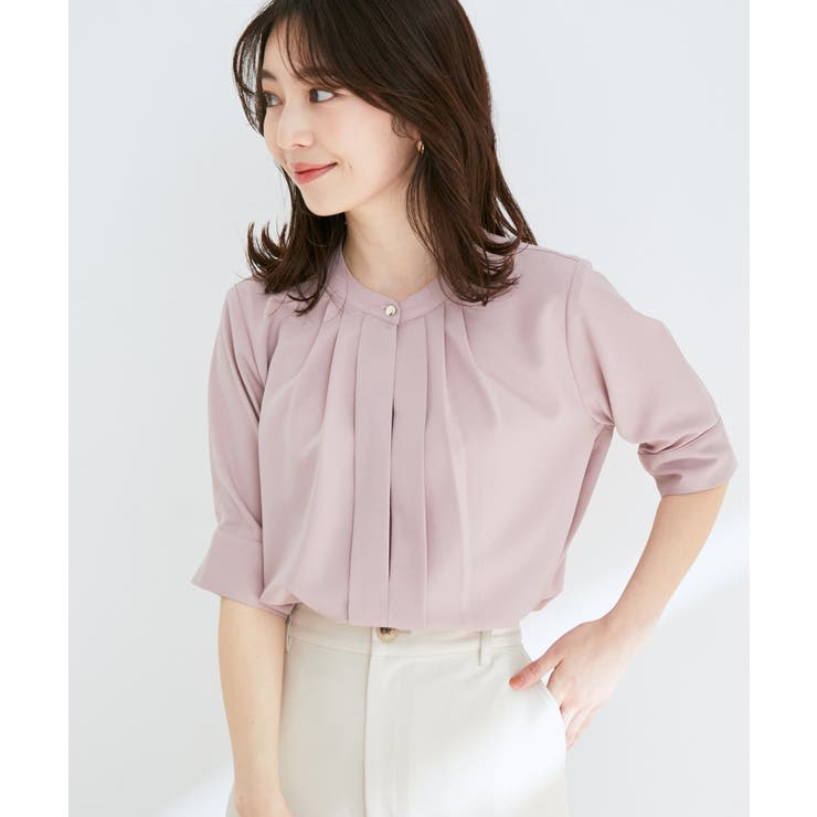 【防シワ】【2WAY】フロントタック5分袖ブラウス | VIS  | 詳細画像6 