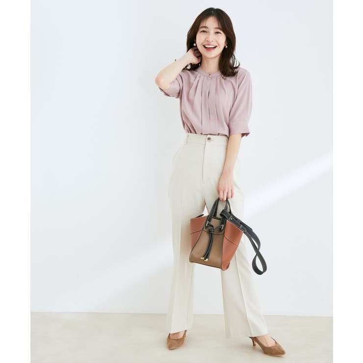 【防シワ】【2WAY】フロントタック5分袖ブラウス | VIS  | 詳細画像7 