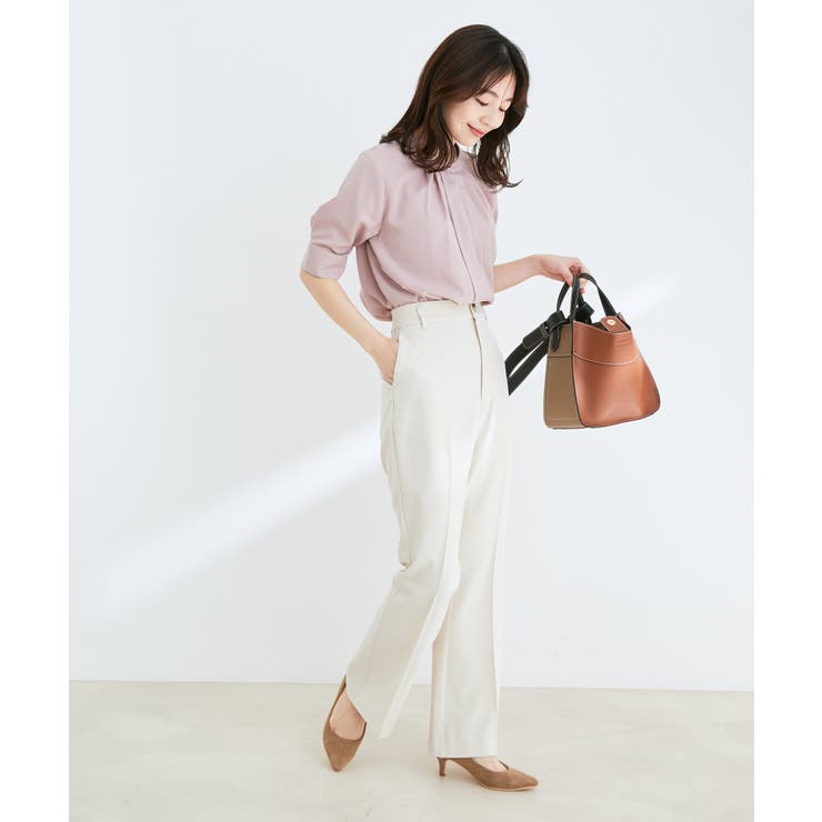 【防シワ】【2WAY】フロントタック5分袖ブラウス | VIS  | 詳細画像8 