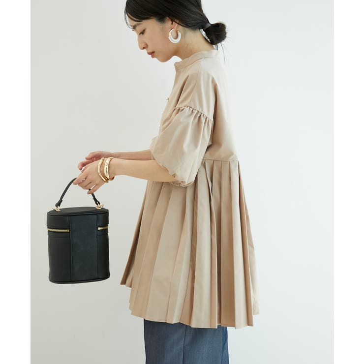 ベージュ系(28) | パール釦プリーツチュニック | VIS 