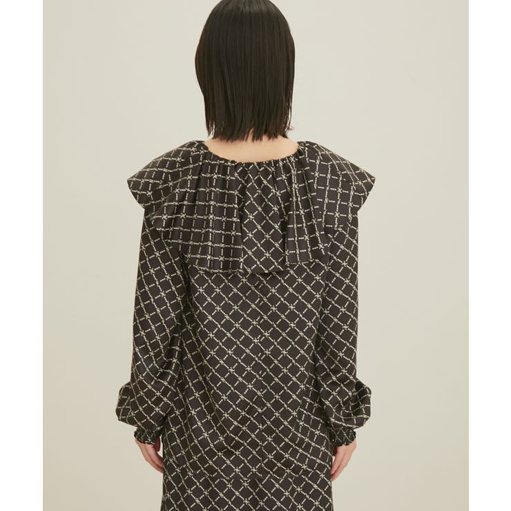 【セットアップ対応】【洗える】モノグラムフリルシャーリングブラウス | VIS  | 詳細画像16 