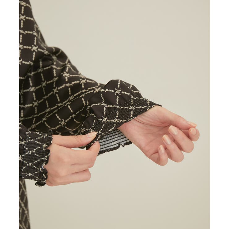 【セットアップ対応】【洗える】モノグラムフリルシャーリングブラウス | VIS  | 詳細画像20 