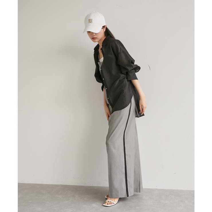 メタル釦シンプルシアーシャツ | VIS  | 詳細画像22 