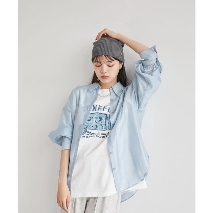 メタル釦シンプルシアーシャツ | VIS  | 詳細画像3 