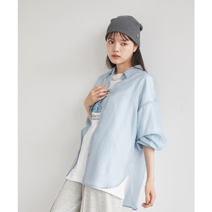 メタル釦シンプルシアーシャツ | VIS  | 詳細画像4 