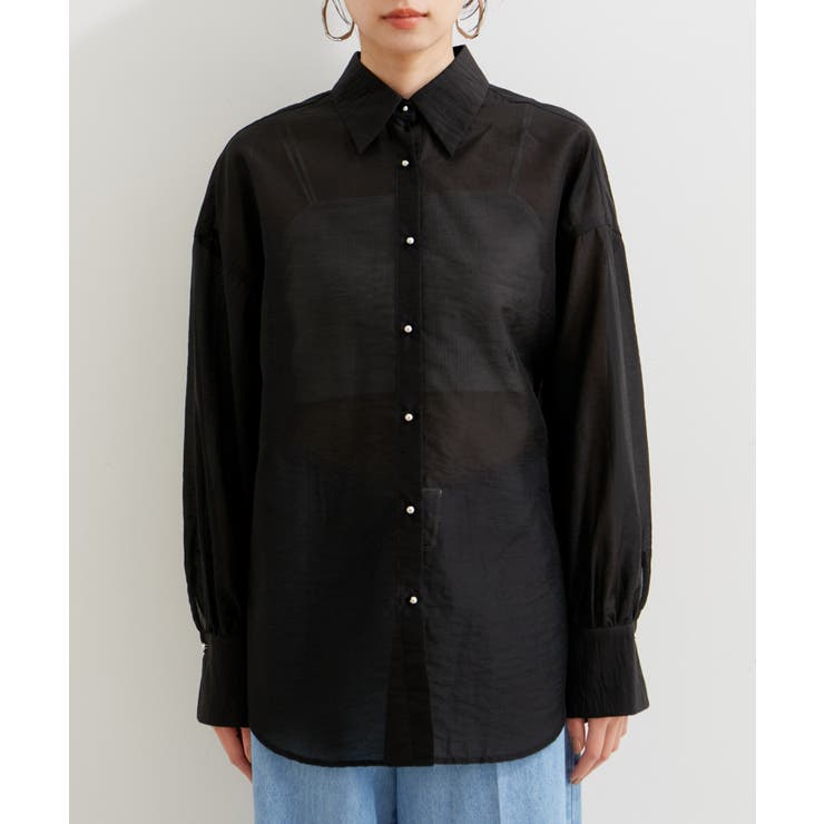 メタル釦シンプルシアーシャツ | VIS  | 詳細画像9 