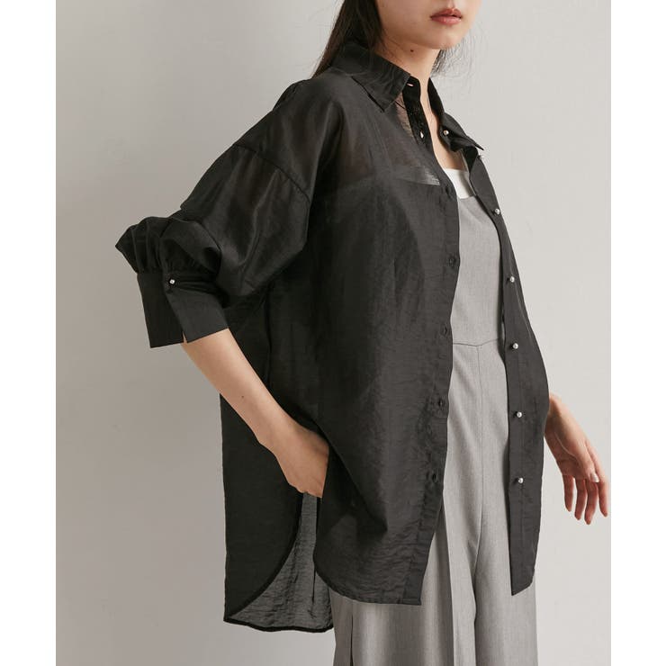 ブラック(01) | メタル釦シンプルシアーシャツ | VIS 