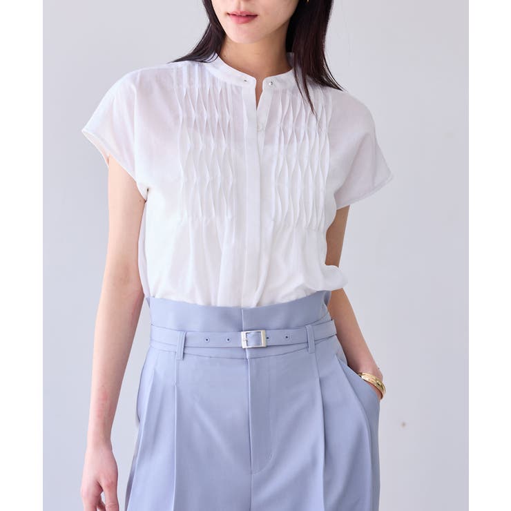 オフホワイト(15) | 【接触冷感/洗える】気流染めスモッキングブラウス | VIS 